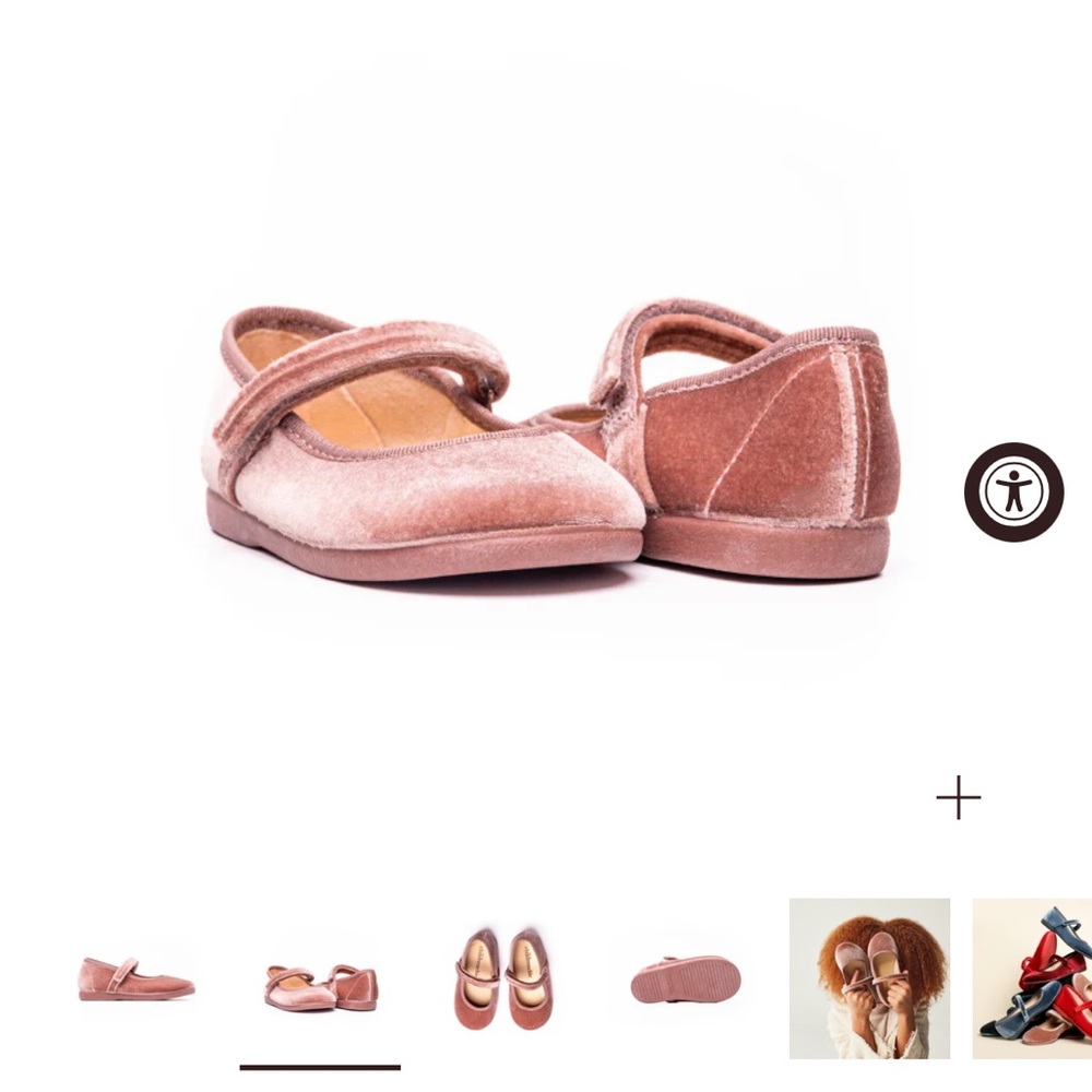 Childrenchic Classic Velvet Mary Janes in Rose